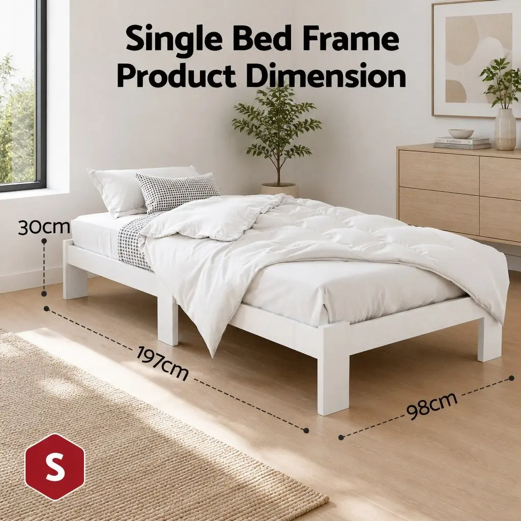 White Pine Single Bed Frame with Storage