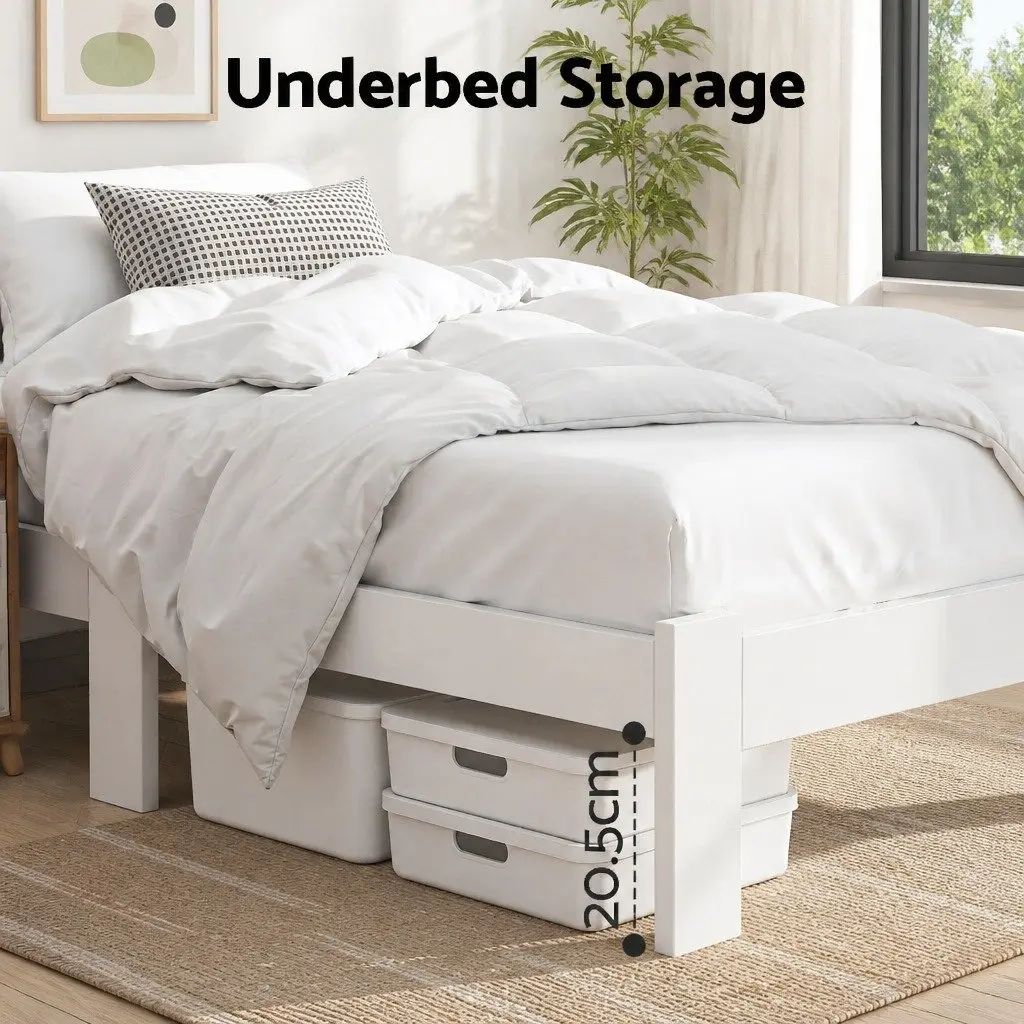 White Pine Single Bed Frame with Storage