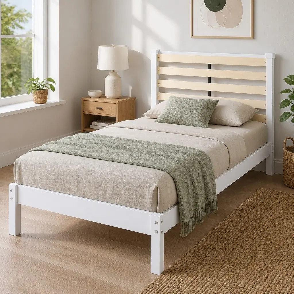 White Pine Single Bed Frame with Storage