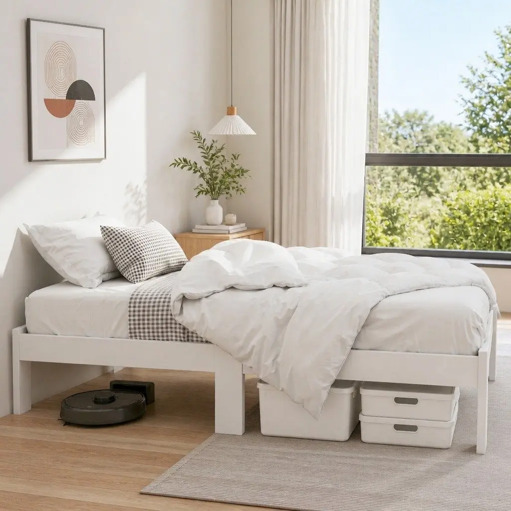 White Pine Single Bed Frame with Storage