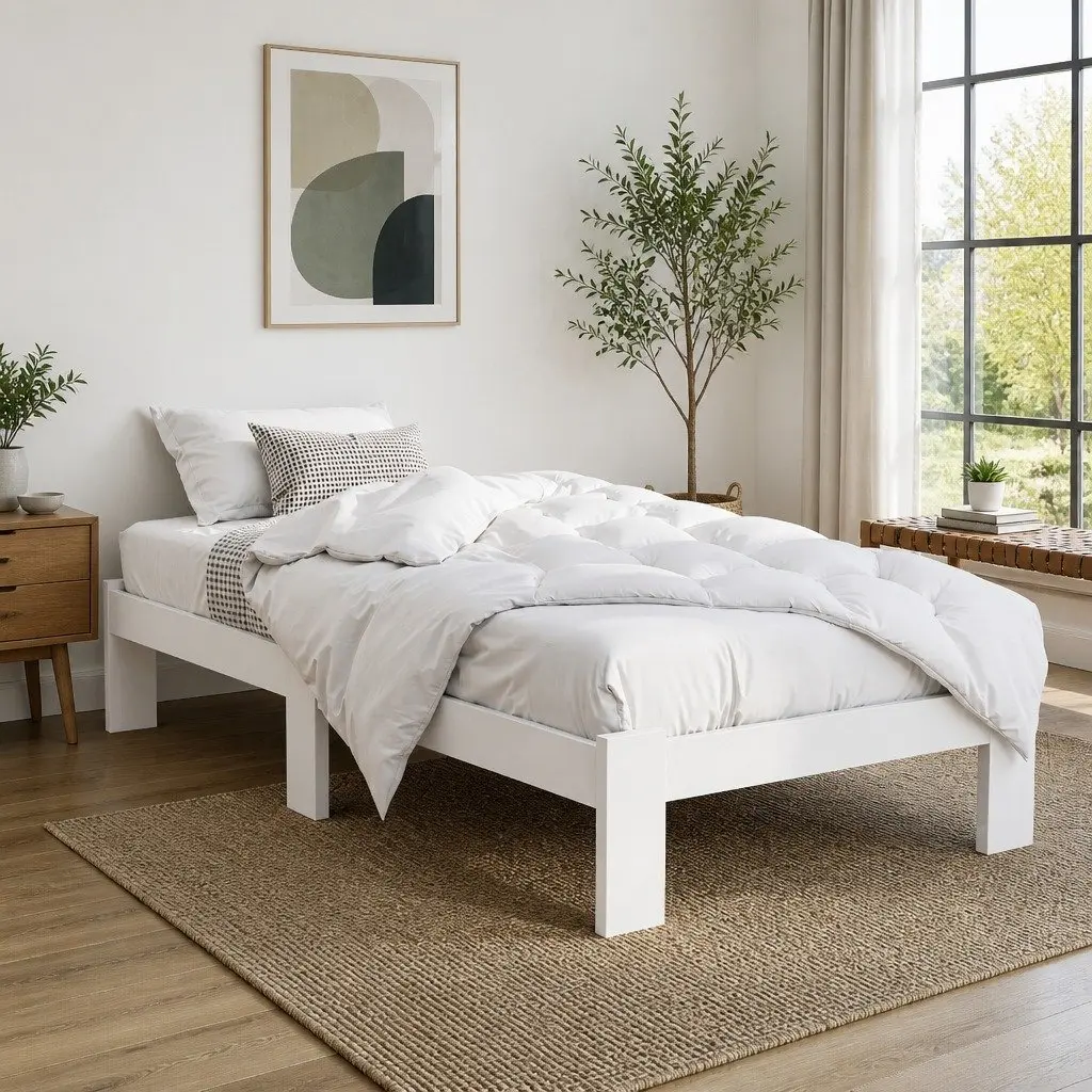 White Pine Single Bed Frame with Storage