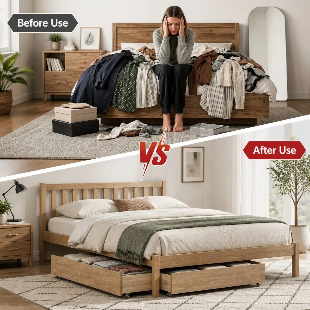 Wooden Under Bed Storage Drawers with Wheels