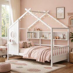 Sturdy Kids House Bed Frame with Functional Design