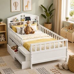 Premium Single Bed Frame with LED Light and Storage