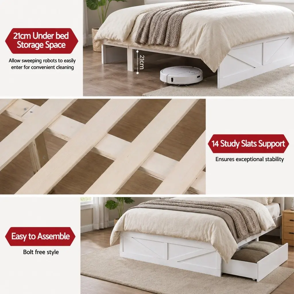 Queen Bed Frame with Smart Storage and Lights