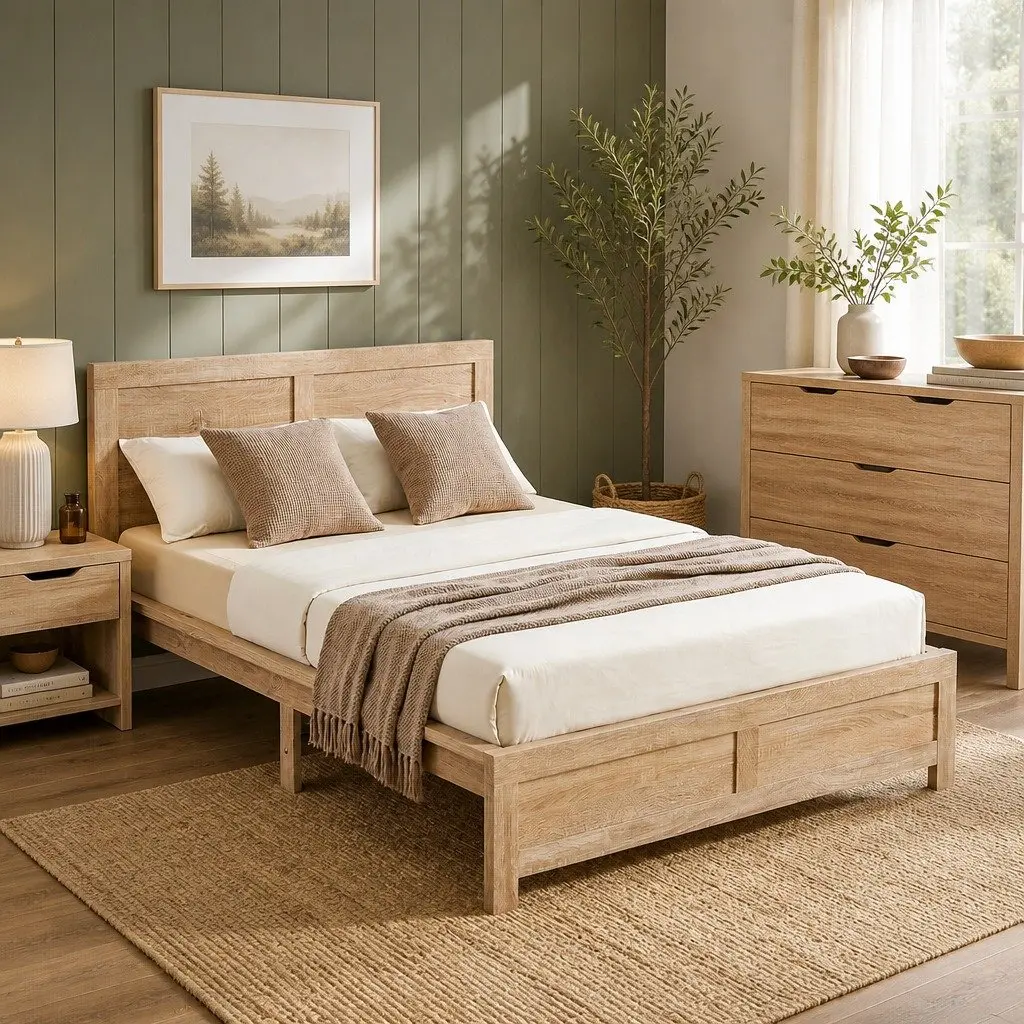 Wooden King Single Bed Frame with Support Legs