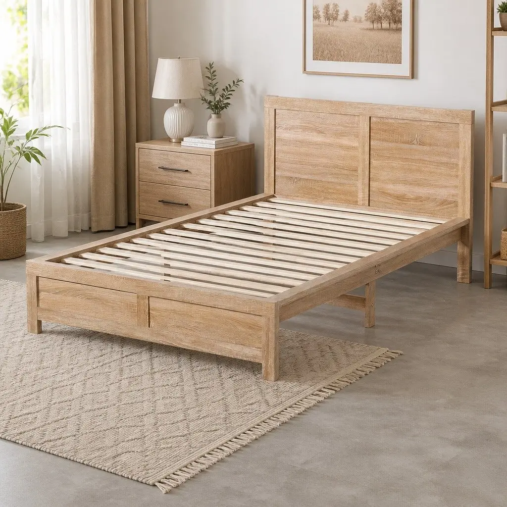 Wooden King Single Bed Frame with Support Legs