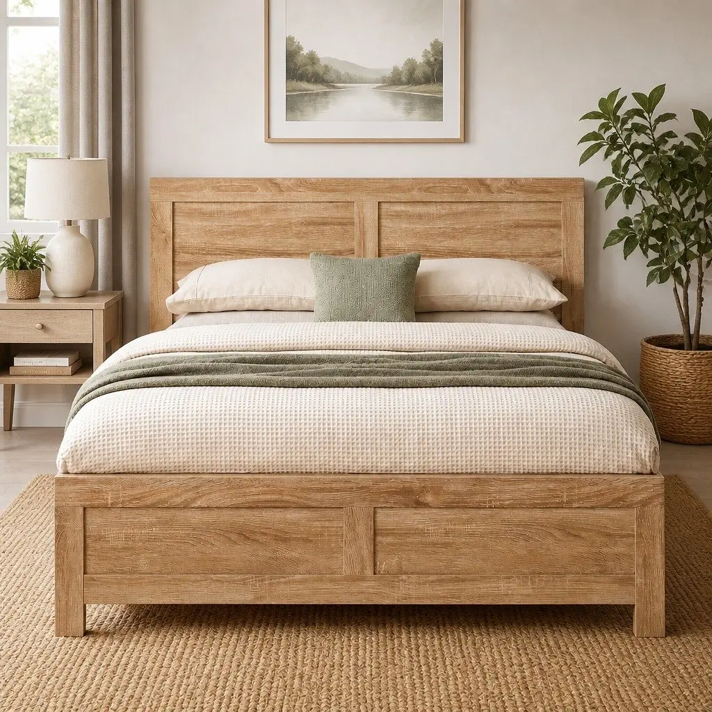 Wooden King Single Bed Frame with Support Legs
