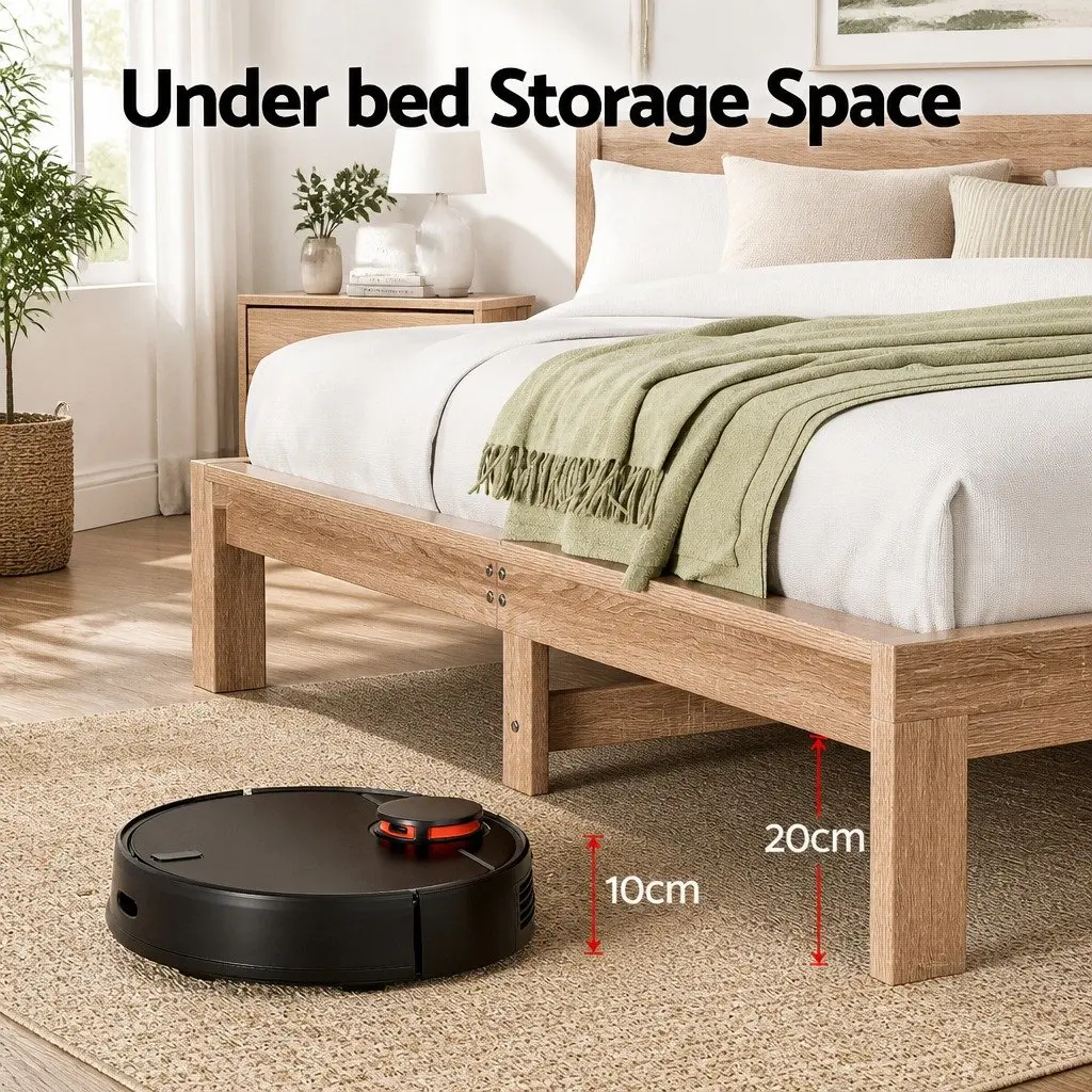 Queen Size Wooden Bed Frame with Modern Headboard