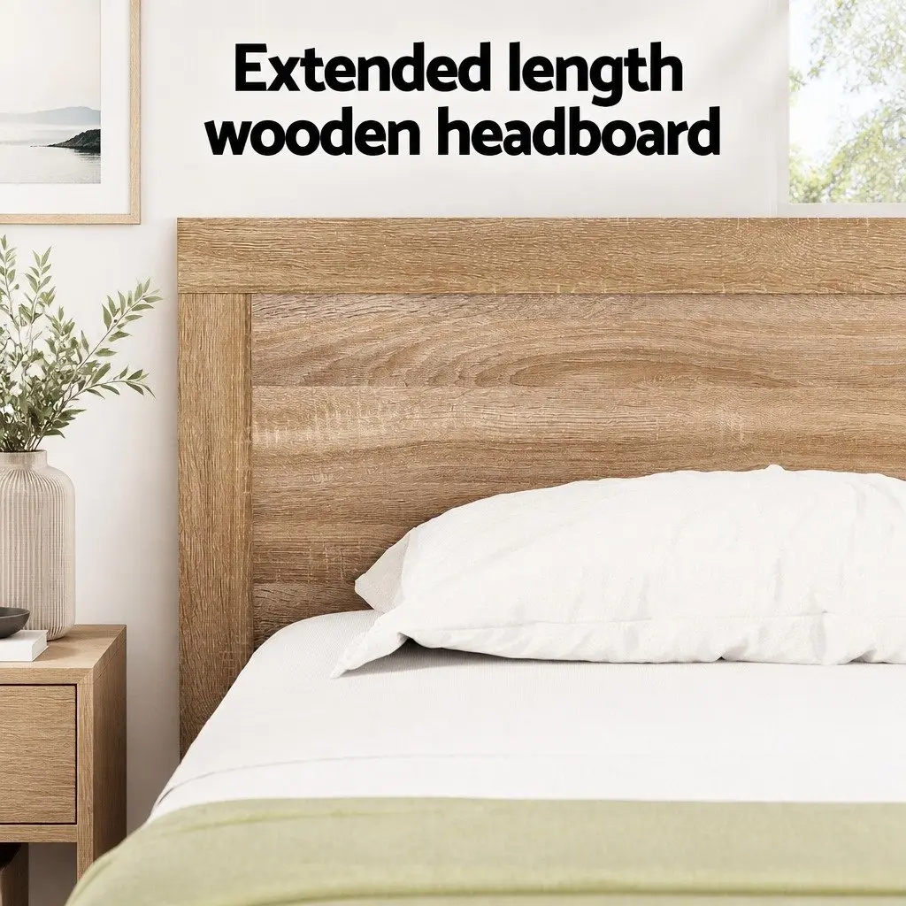 Queen Size Wooden Bed Frame with Modern Headboard