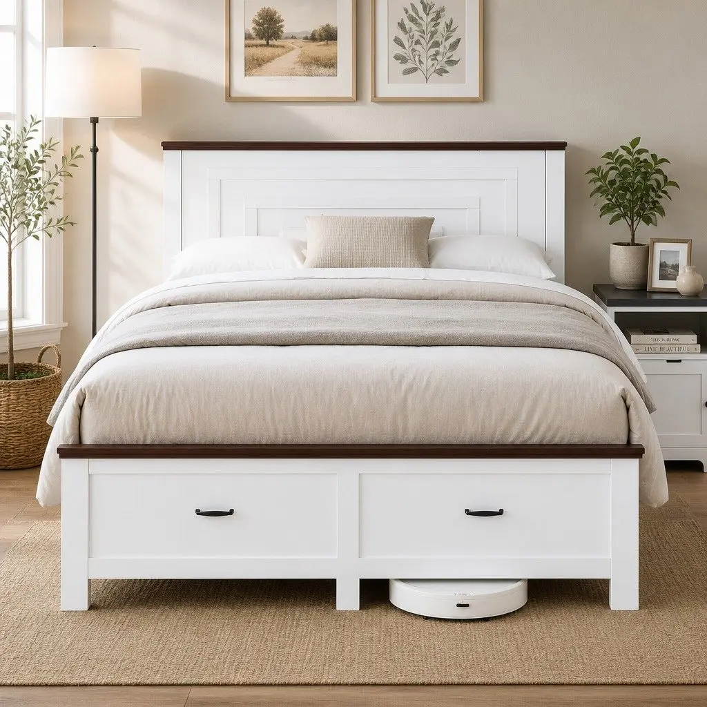 Queen Bed Frame with 2 Storage Drawers and 108cm Headboard