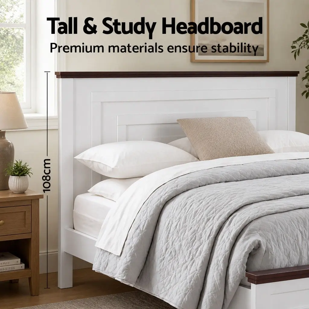Queen Bed Frame with 2 Storage Drawers and 108cm Headboard