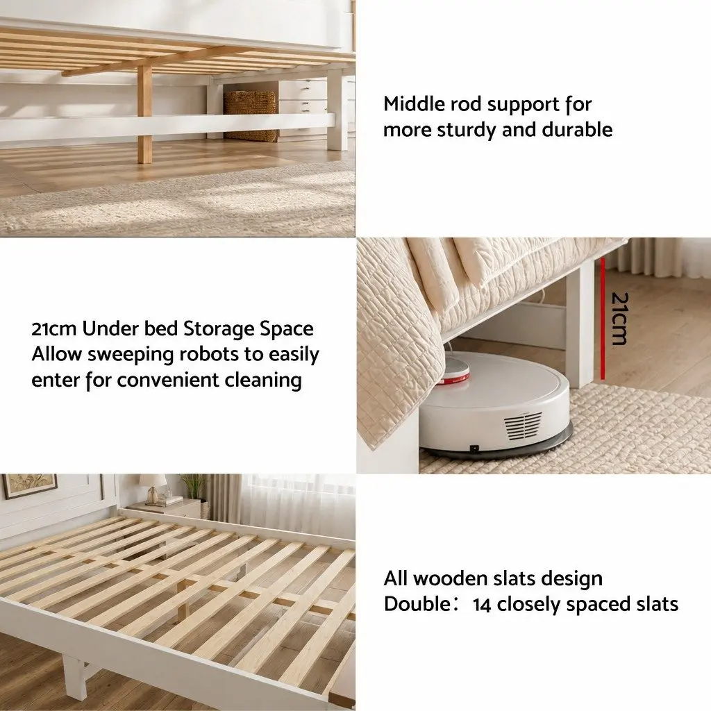 Queen Bed Frame with 2 Storage Drawers and 108cm Headboard
