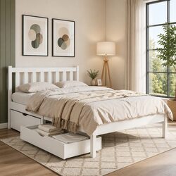 Sturdy King Single Bed Frame with Storage Drawers
