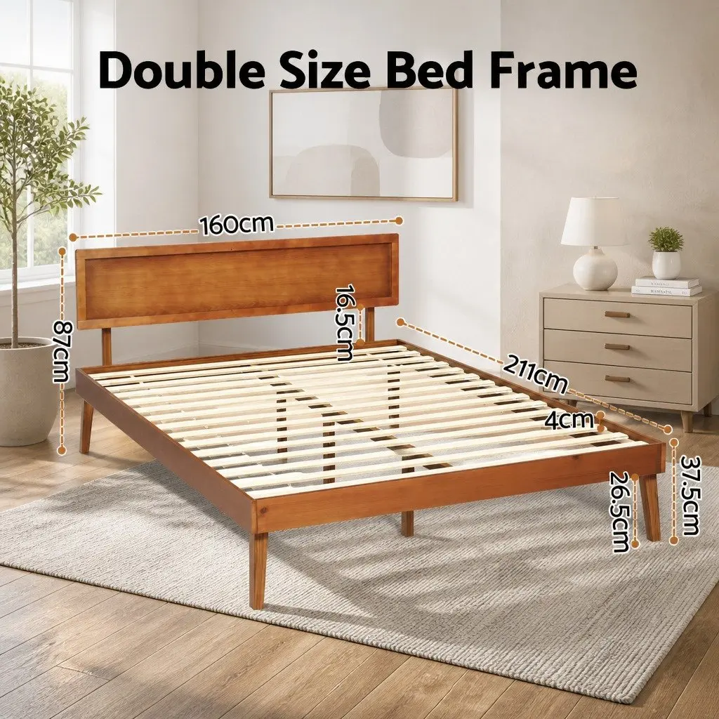 Queen Size Pinewood Bed Frame in Walnut