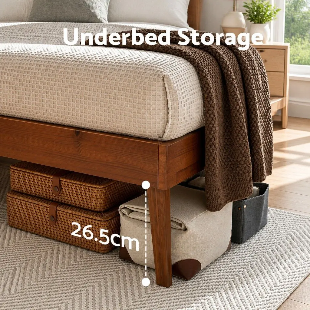 Queen Size Pinewood Bed Frame in Walnut