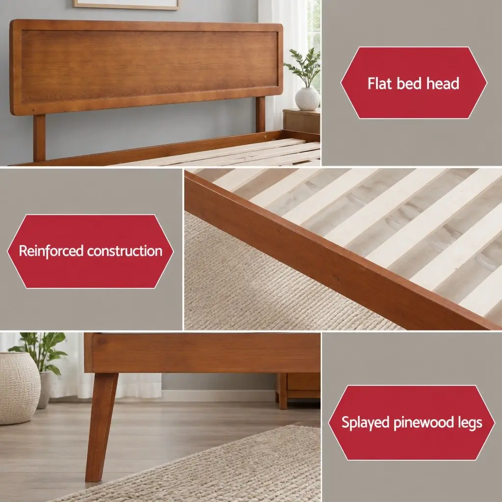 Queen Size Pinewood Bed Frame in Walnut