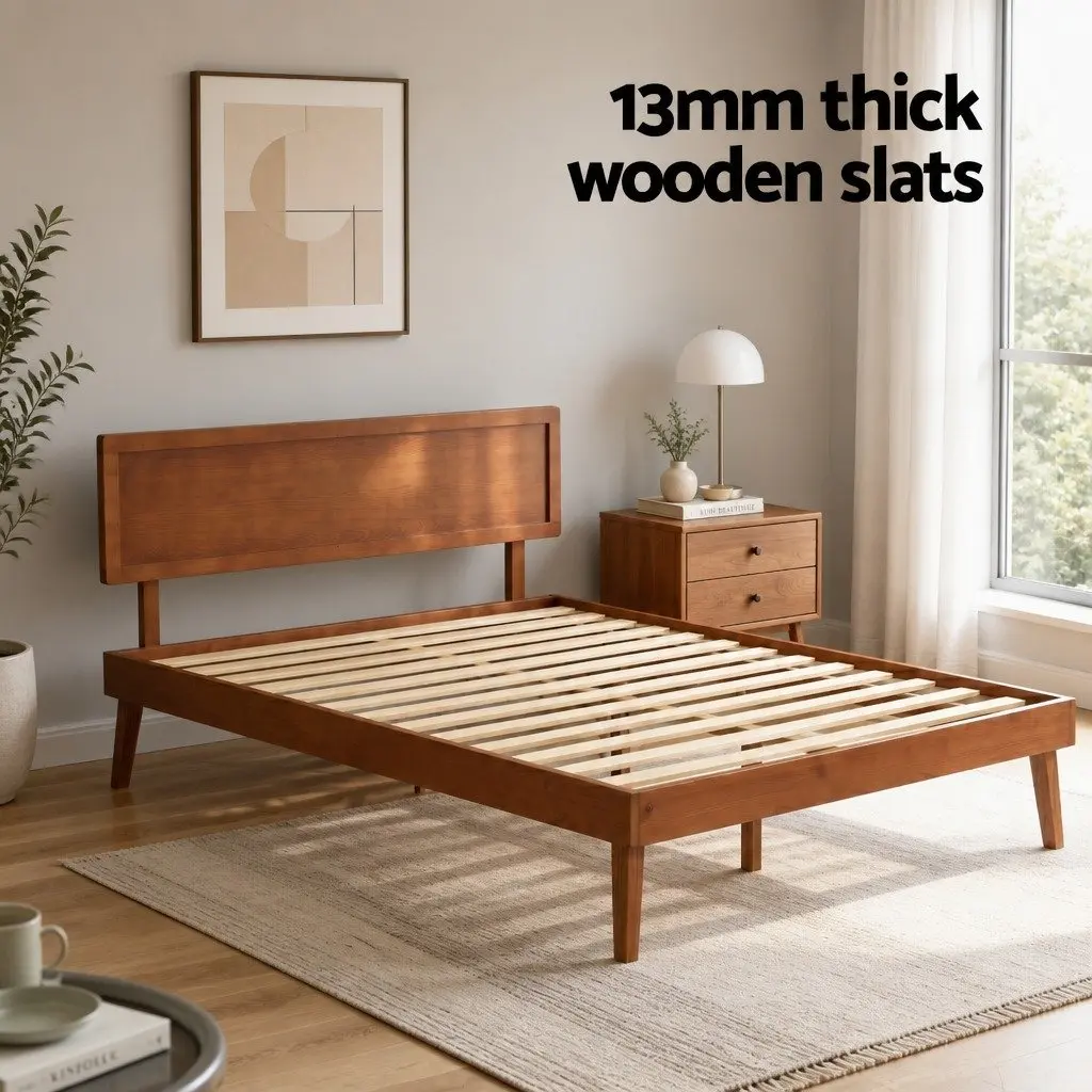 Queen Size Pinewood Bed Frame in Walnut