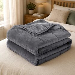 Grey Fleece Sherpa Weighted Blanket 4.5kg for Comfort