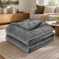 Weighted Blanket 9KG Adults Kids Grey Dual Sided Fleece Sherpa Gravity Blanket