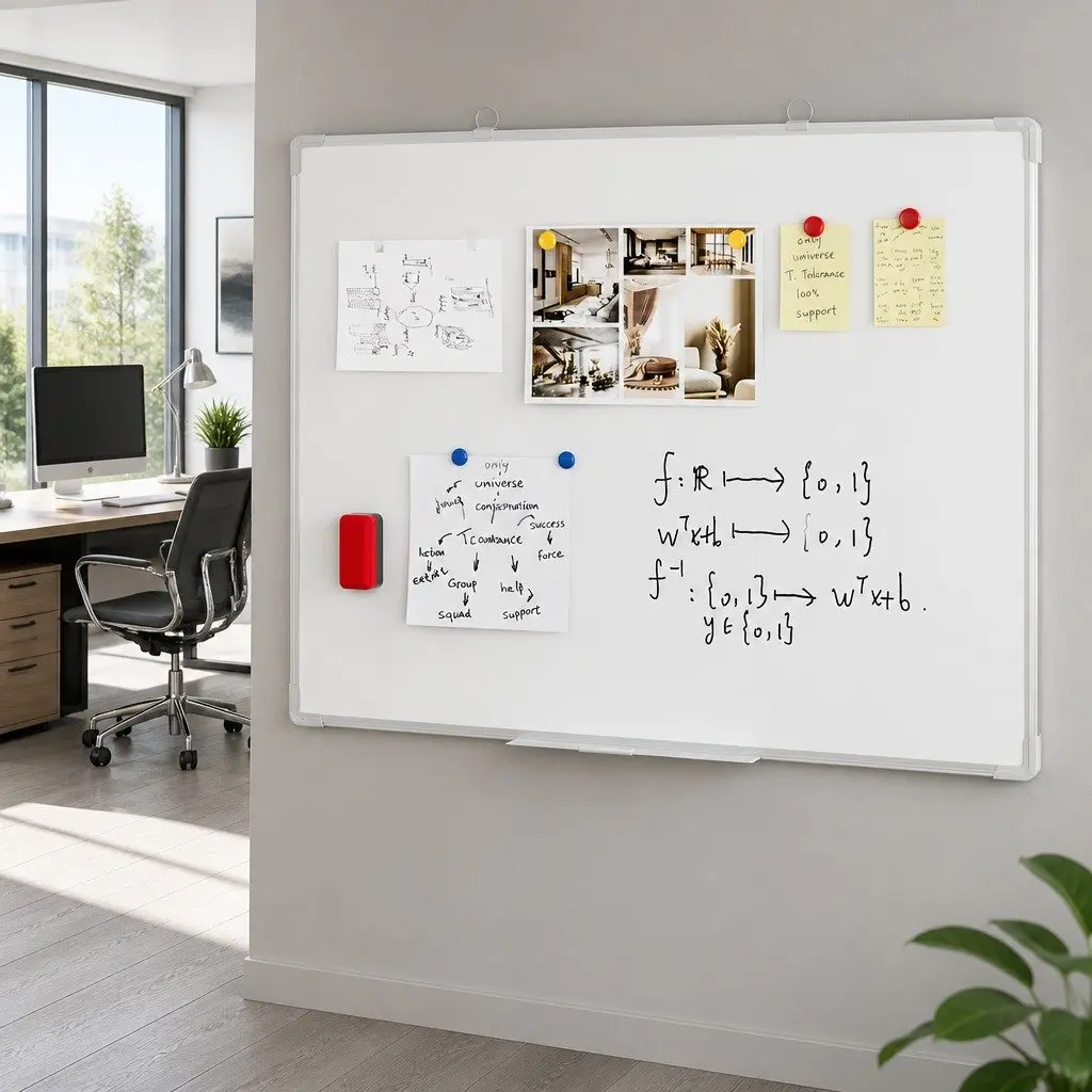 Magnetic Whiteboard ABS Plastic 90x120cm White Double-Sided Erase Board with Marker Tray and Lockable Casters