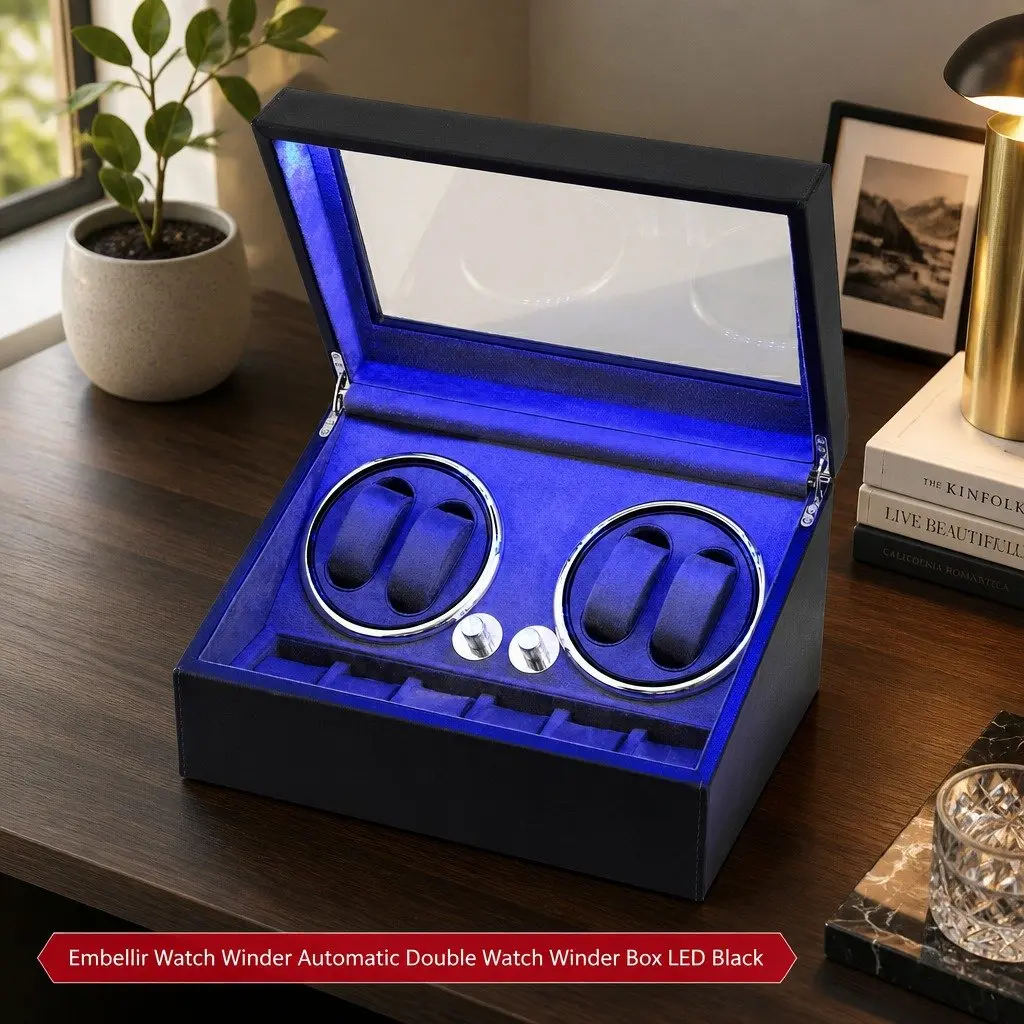 Dual Watch Winder Box with LED Lighting