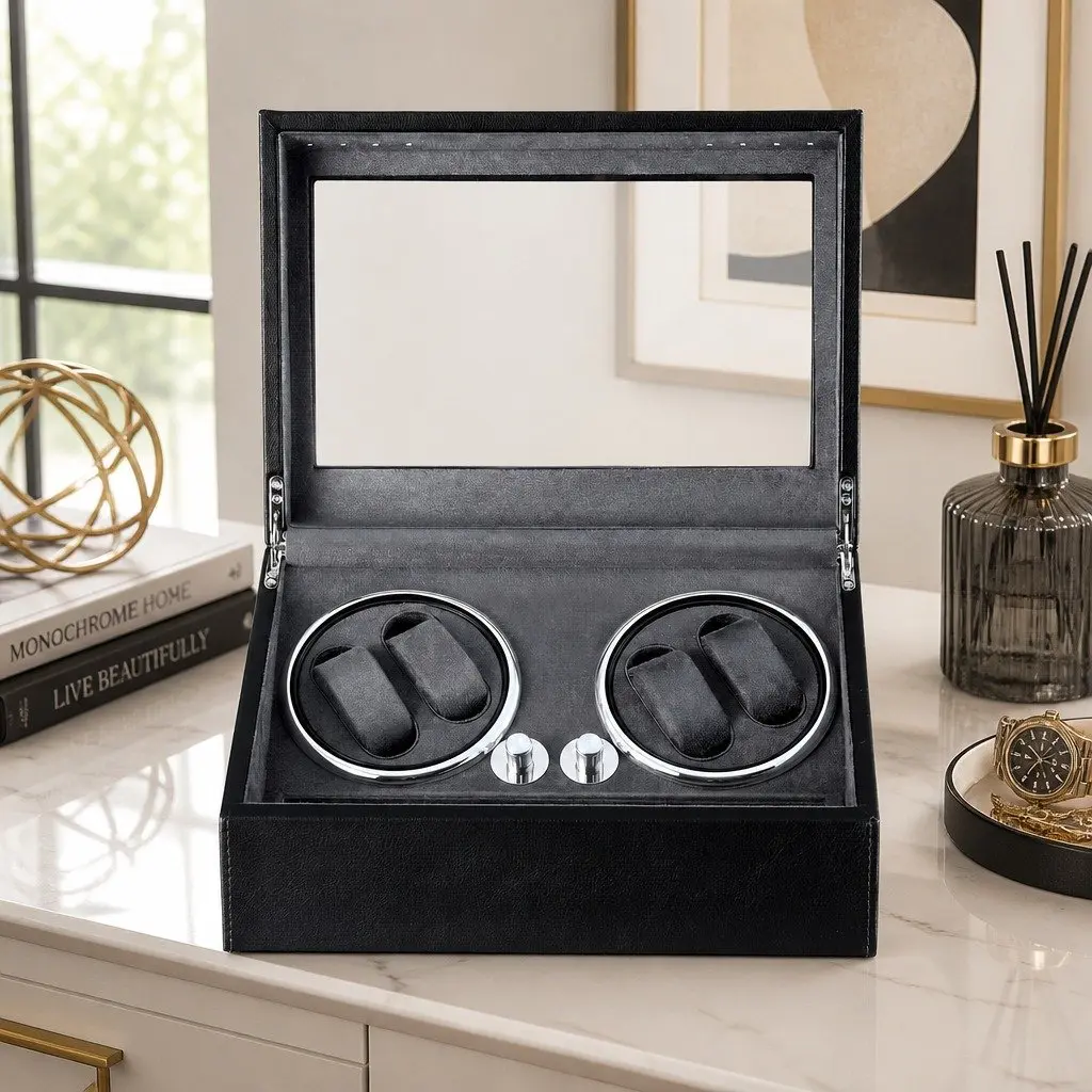 Dual Watch Winder Box with LED Lighting