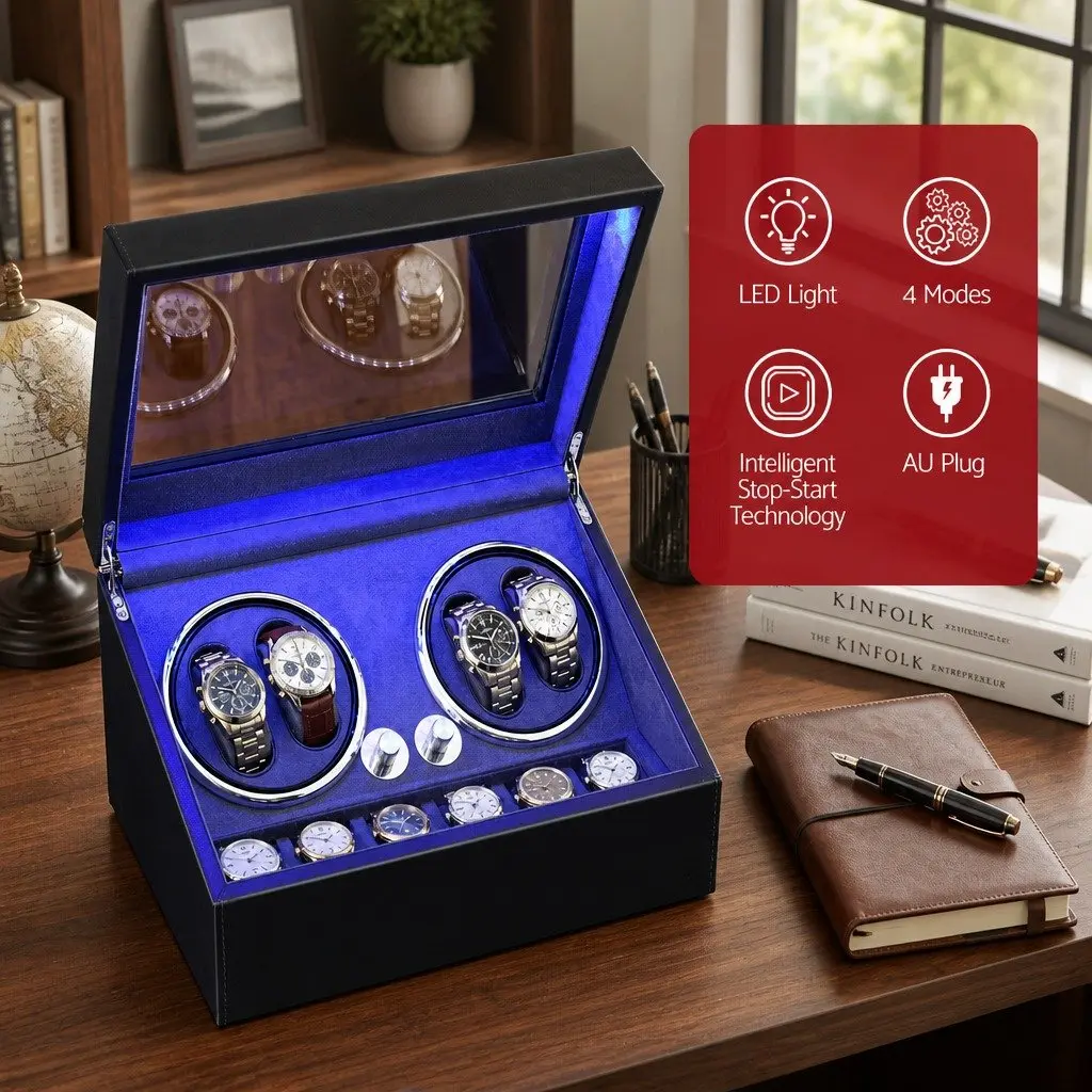Dual Watch Winder Box with LED Lighting