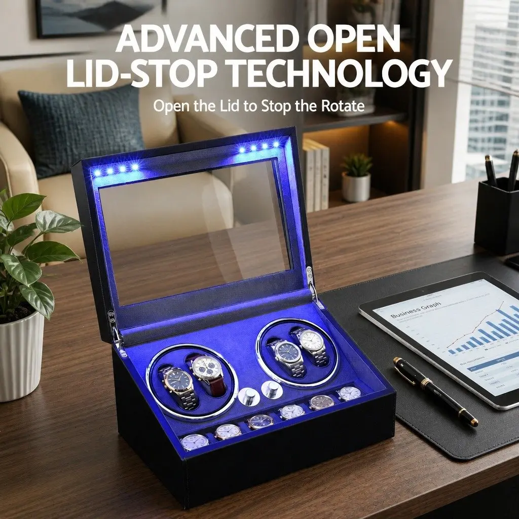 Dual Watch Winder Box with LED Lighting