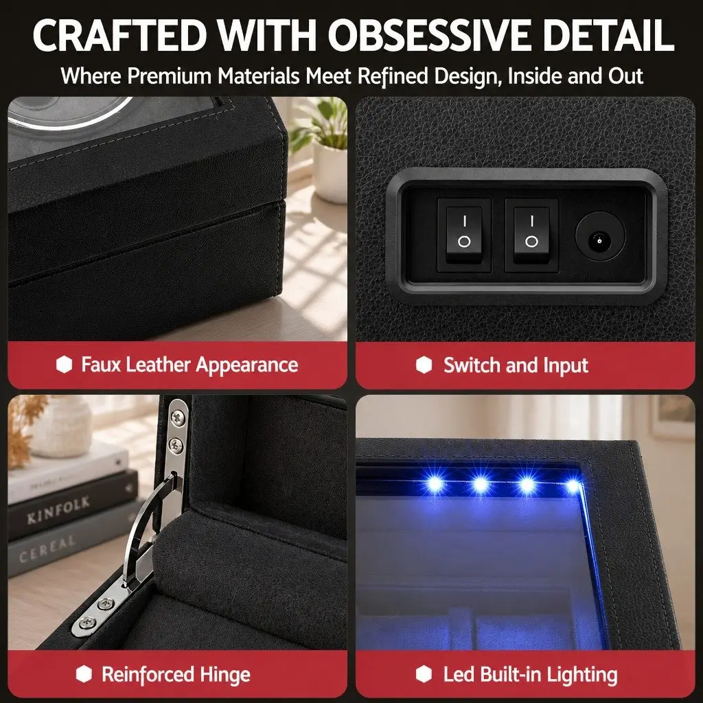 Dual Watch Winder Box with LED Lighting