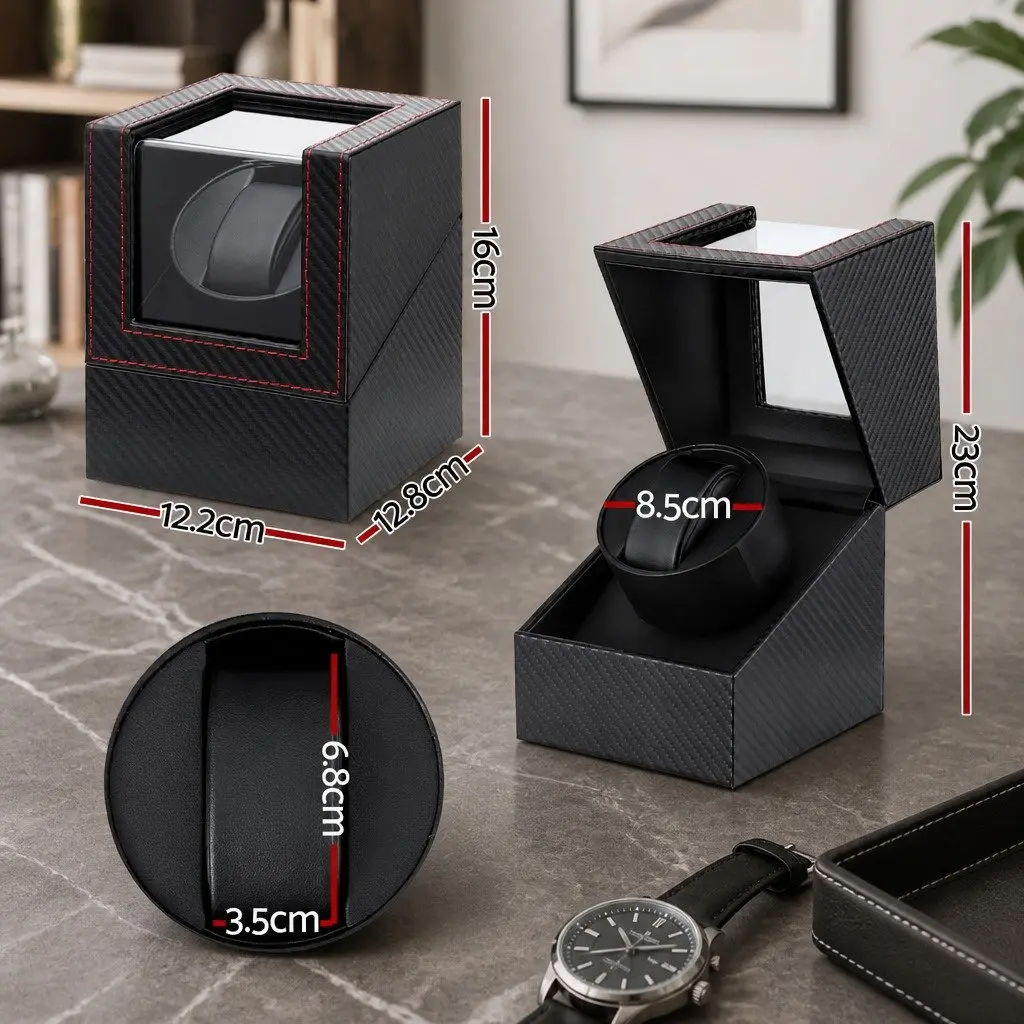 Watch Winder Box Automatic Single Quiet Motor Black Desktop Display Case