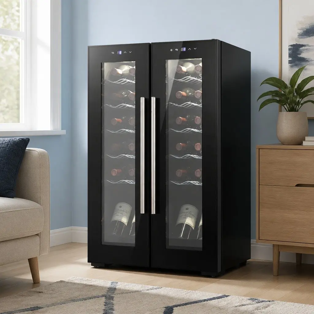 Wine Fridge Cooler Compressor Black 24 Bottles Dual Zone Digital