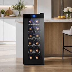 Compact 12-Bottle Wine Cooler with Thermoelectric Cooling