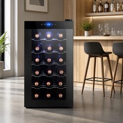 Premium Black Wine Cooler with 18 Bottle Capacity