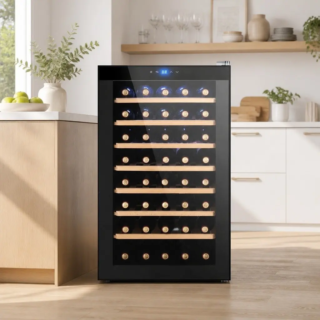 Wine Fridge Cooler Compressor Black 51 Bottles Touch Control LED