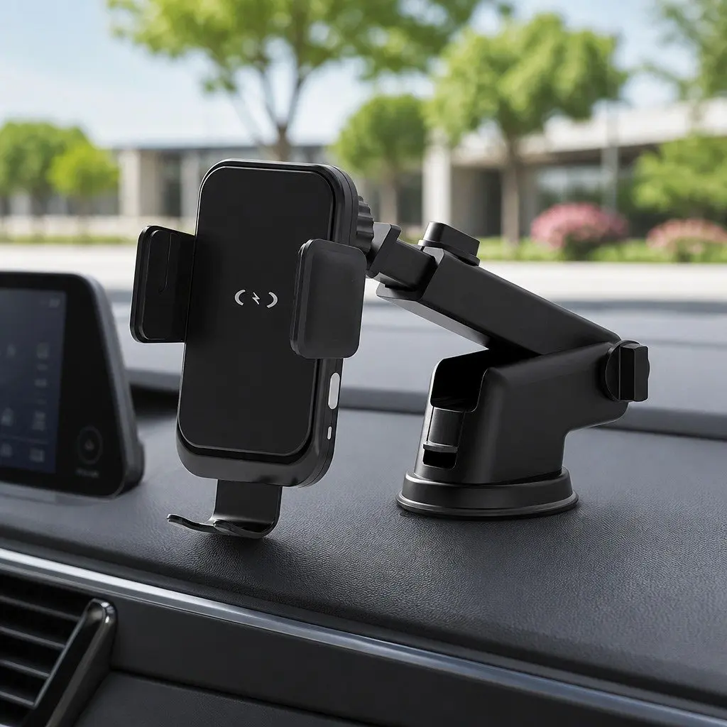 Wireless Car Charger 15W Fast Charging Mount Suction Cup Black