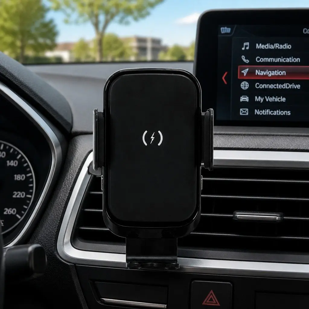Wireless Car Charger 15W Fast Charging Mount Suction Cup Black