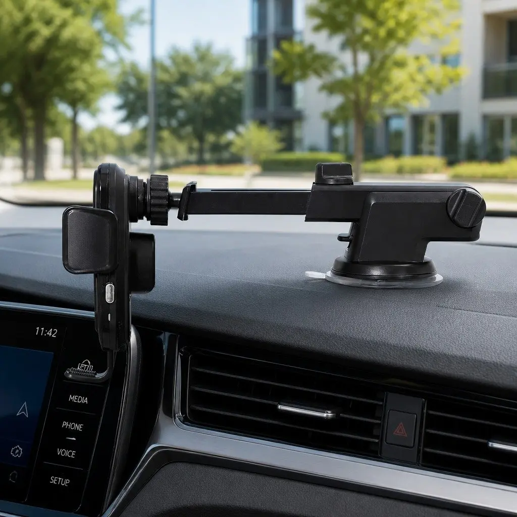Wireless Car Charger 15W Fast Charging Mount Suction Cup Black