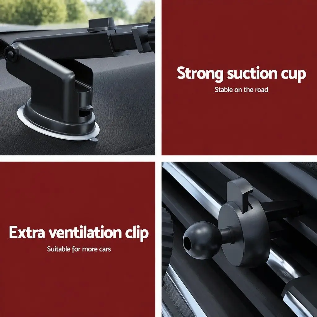 Wireless Car Charger 15W Fast Charging Mount Suction Cup Black