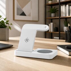 4-in-1 Wireless Charger Dock Fast Charging Station for Phone Watch Earbuds White