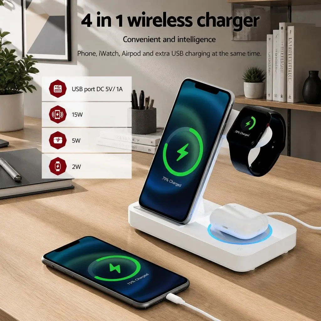 4-in-1 Wireless Charging Dock for Multiple Devices