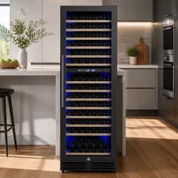 Premium Black Dual Zone Wine Cooler for 154 Bottles