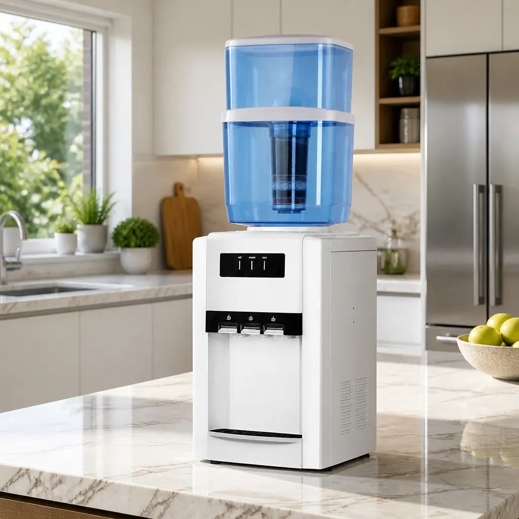 Water Dispenser Plastic 22L Benchtop Hot Cold Room Temperature White
