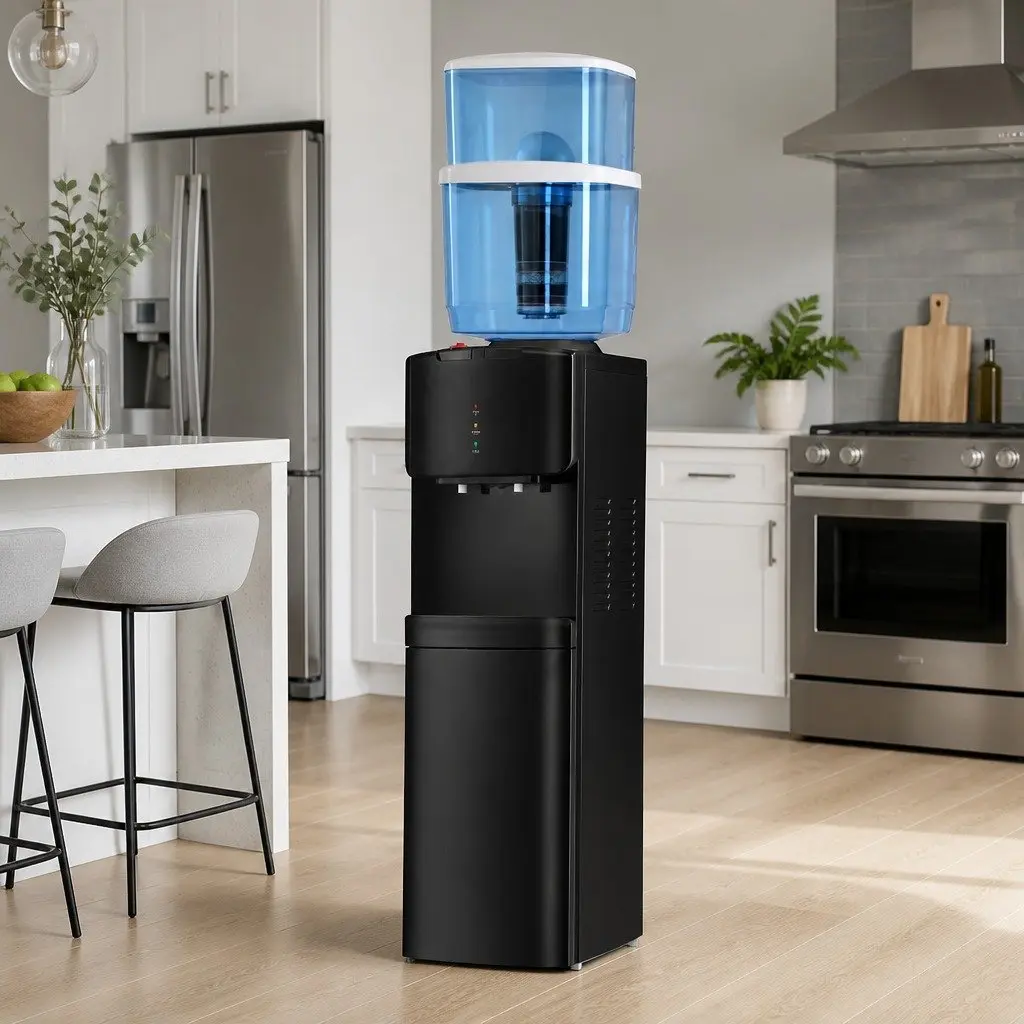 Water Dispenser Metal Plastic 30cm x 30cm x 87.5cm Black