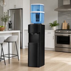 Water Cooler Dispenser Stand 22L Bottle Top Loading Hot Cold Dual Tap Black