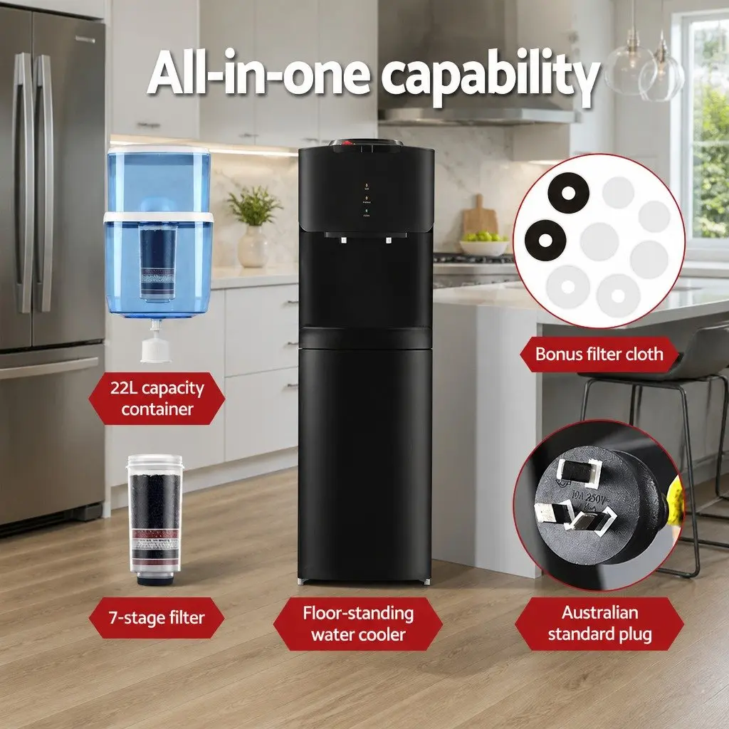 Water Dispenser Metal Plastic 30cm x 30cm x 87.5cm Black
