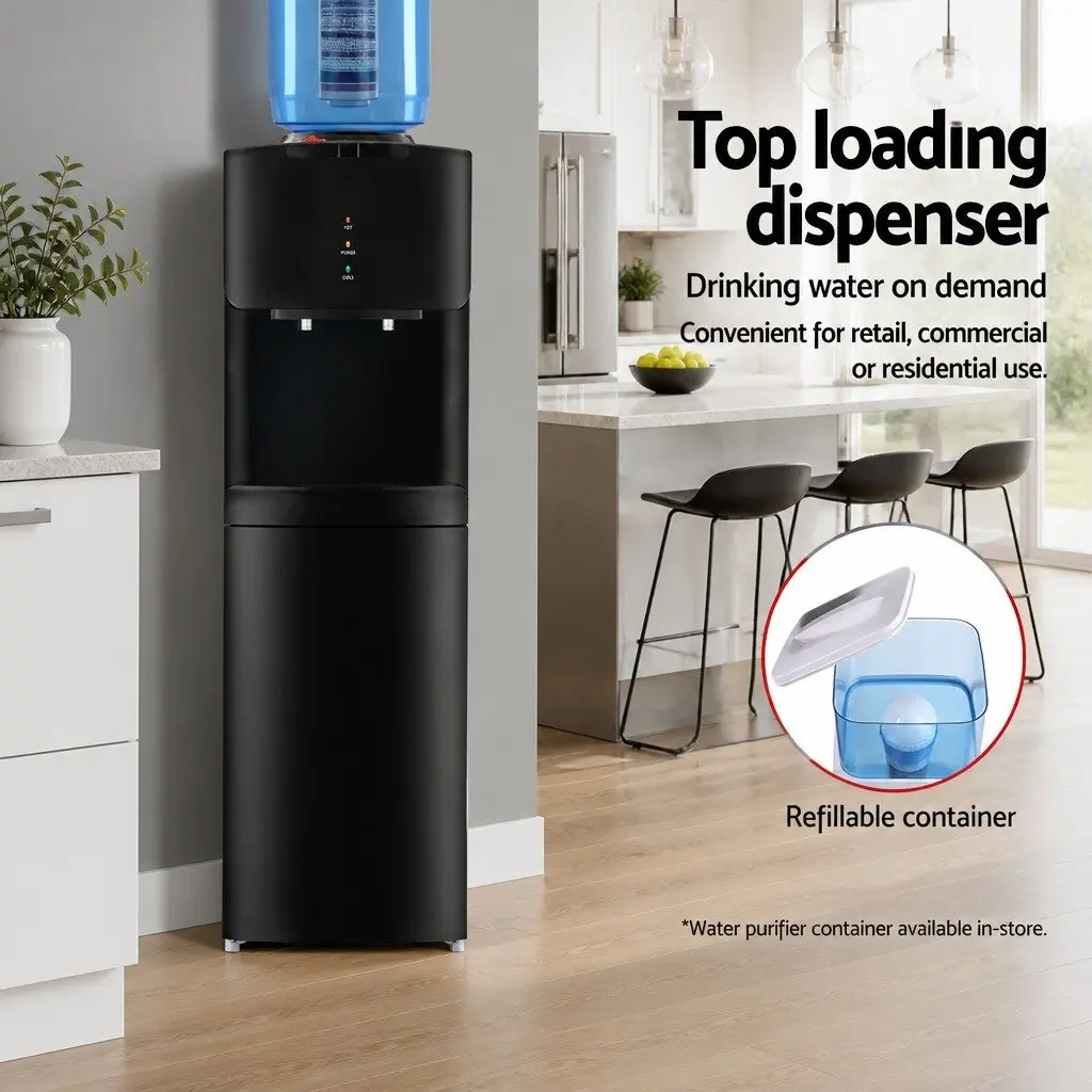 Water Dispenser Metal Plastic 30cm x 30cm x 87.5cm Black
