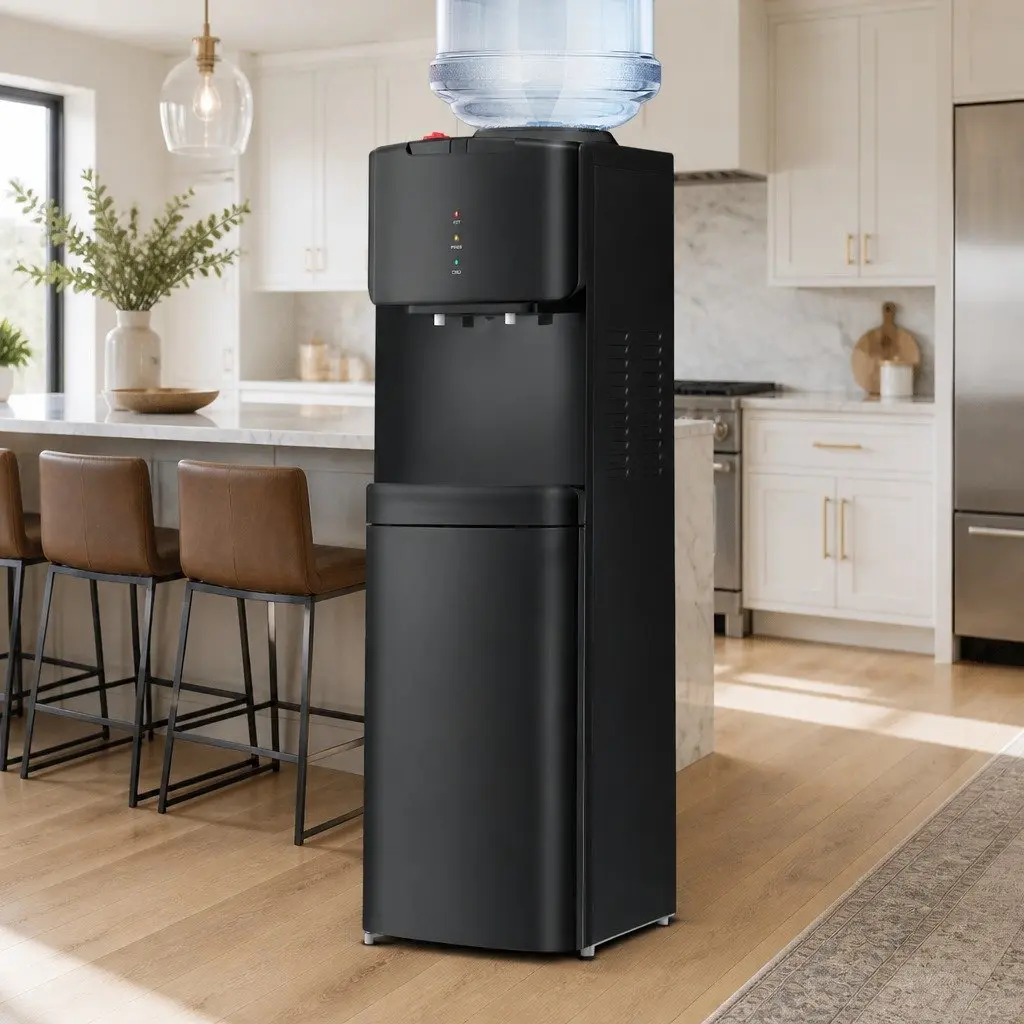 Water Dispenser Metal Plastic Top Loading Hot Cold Black