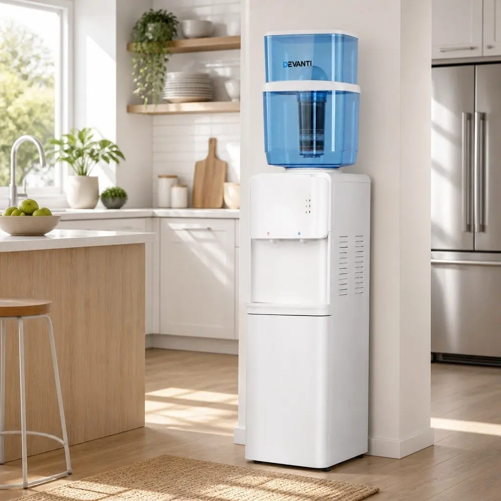 Water Dispenser Metal Plastic 22L Top Loading Hot Cold White