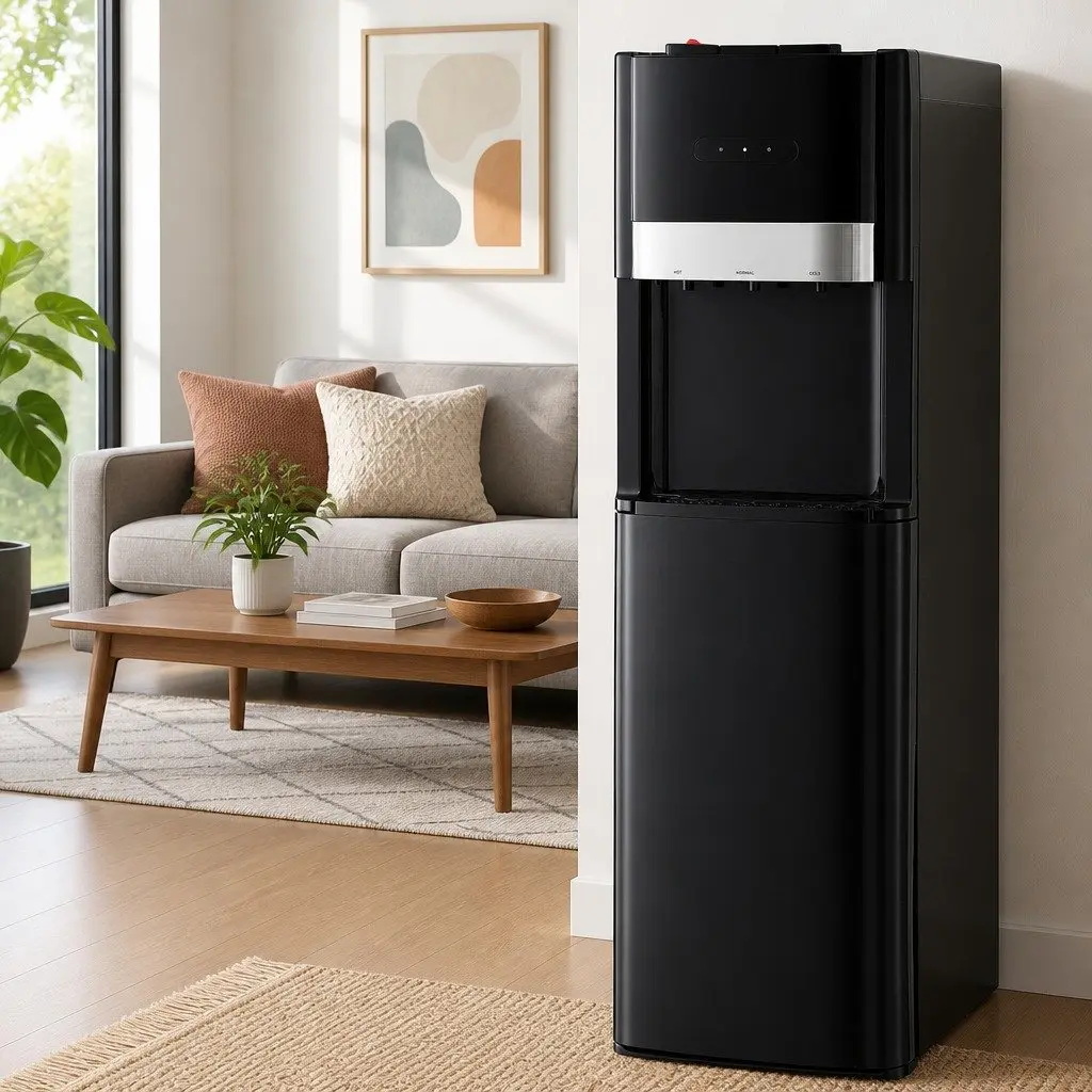 Water Dispenser Stainless Steel ABS Bottom Loading Black 31x35x104 cm